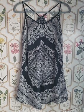 BeBop Black Small Black & White Paisley Camisole Dress Rayon